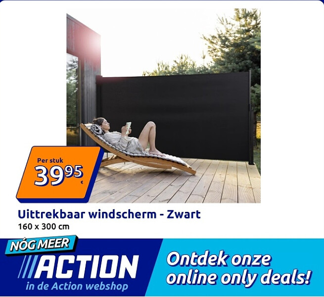 Uittrekbaar windscherm - Zwart
