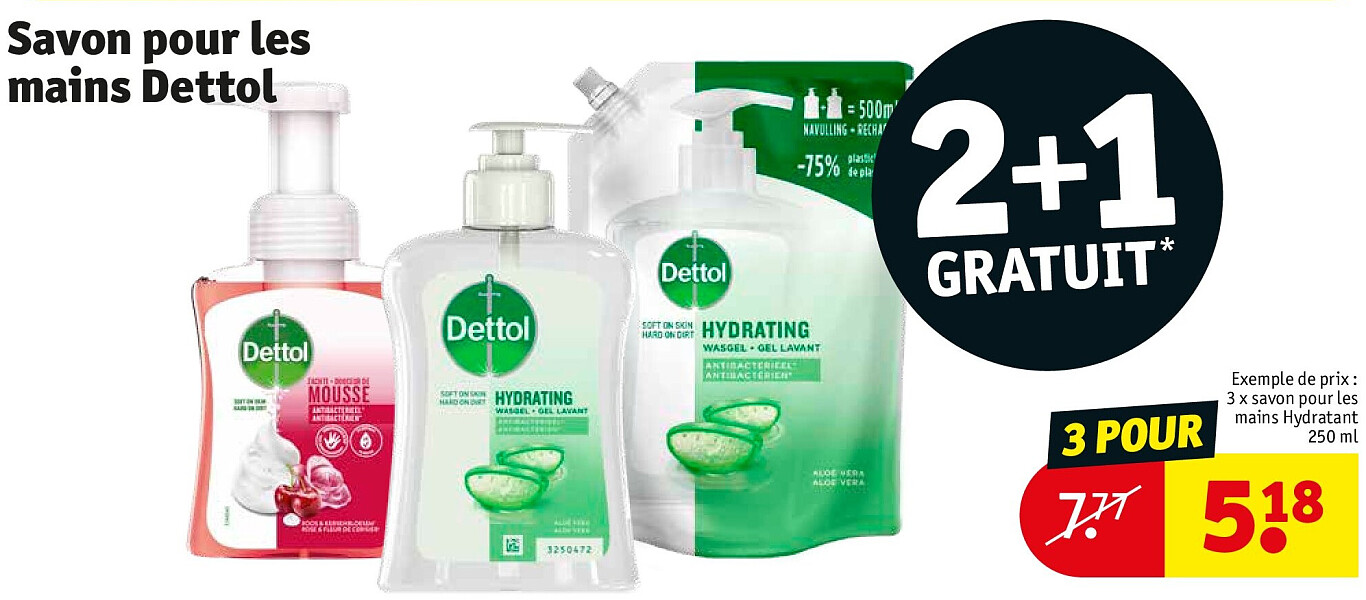 Savon pour les mains Dettol 3 POUR