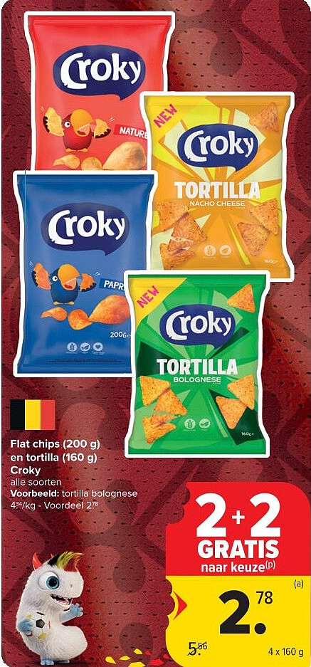 Flat chips (200 g) en tortilla (160 g) Croky