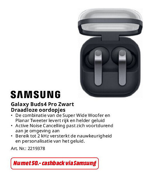 Galaxy Buds4 Pro Zwart Draadloze oordopjes