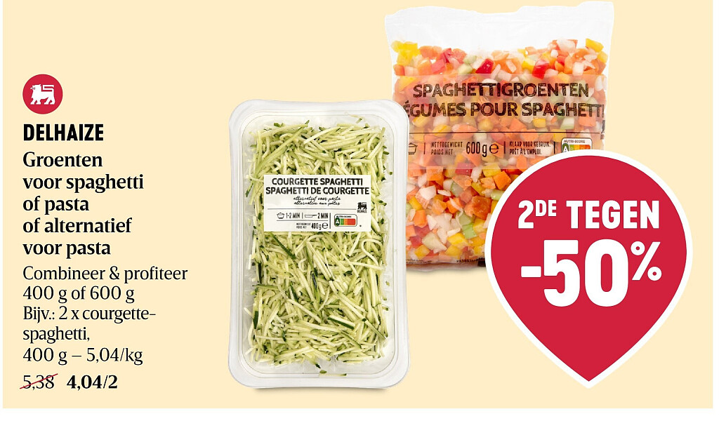 DELHAIZE Groenten voor spaghetti of pasta of alternatief voor pasta
