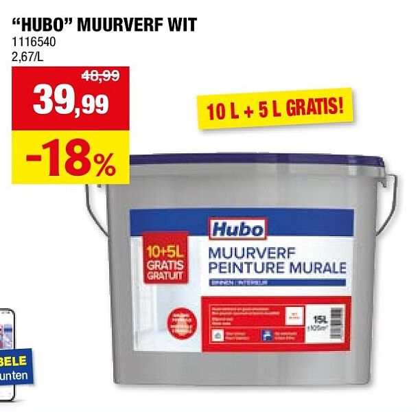 “HUBO” MUURVERF WIT