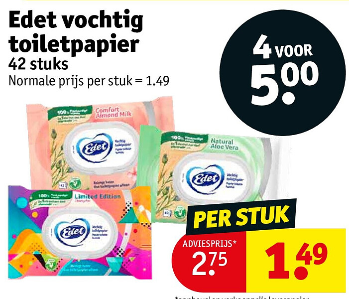 Edet vochtig toiletpapier