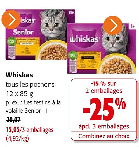 Whiskas tous les pochons 12 x 85 g