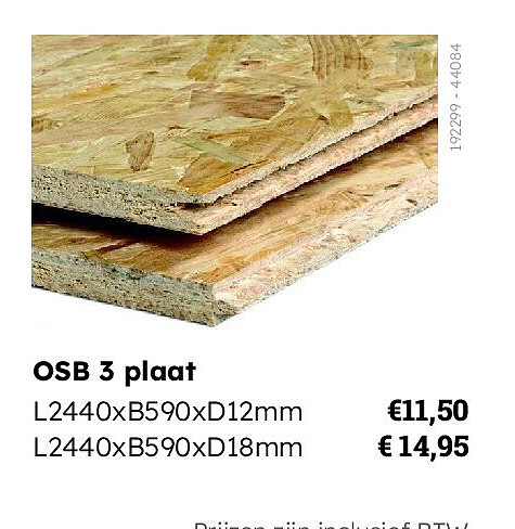 OSB 3 plaat L2440xB590xD12mm