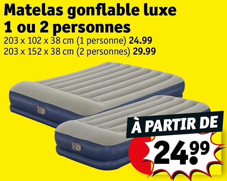 Matelas gonflable luxe 1 ou 2 personnes 203 x 102 x 38 cm