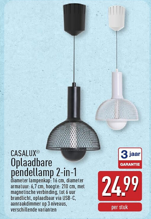 Oplaadbare pendellamp 2-in-1