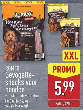 Gevogelte snacks voor honden