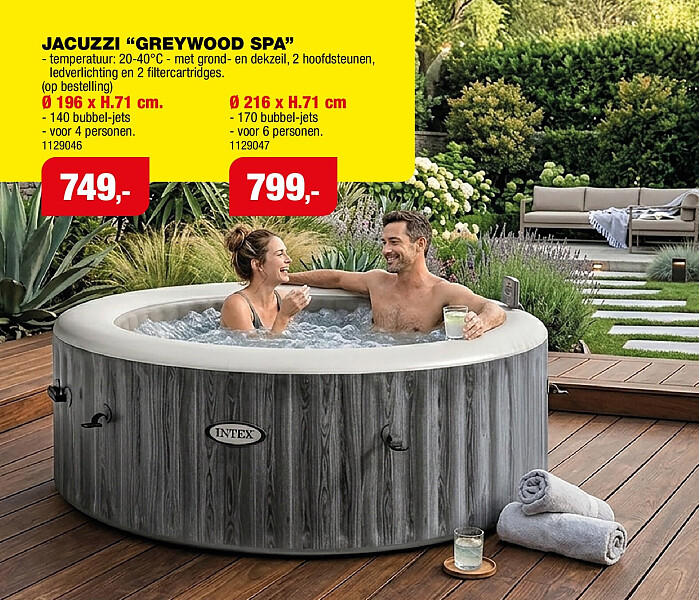 Intex Greywood Spa jacuzzi 196x71 cm 4 personen