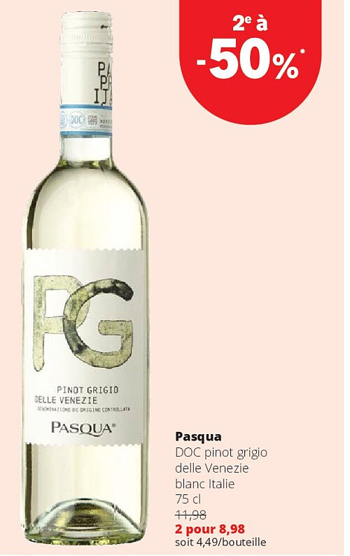 Pasqua DOC pinot grigio delle Venezie blanc Italie 75 cl