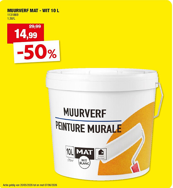 MUURVERF MAT - WIT 10 L