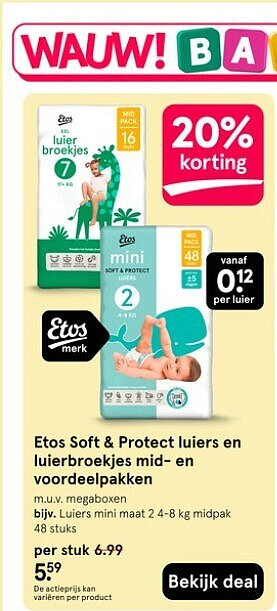 Etos Soft & Protect luiers en luierbroekjes mid- en voordeelpakken