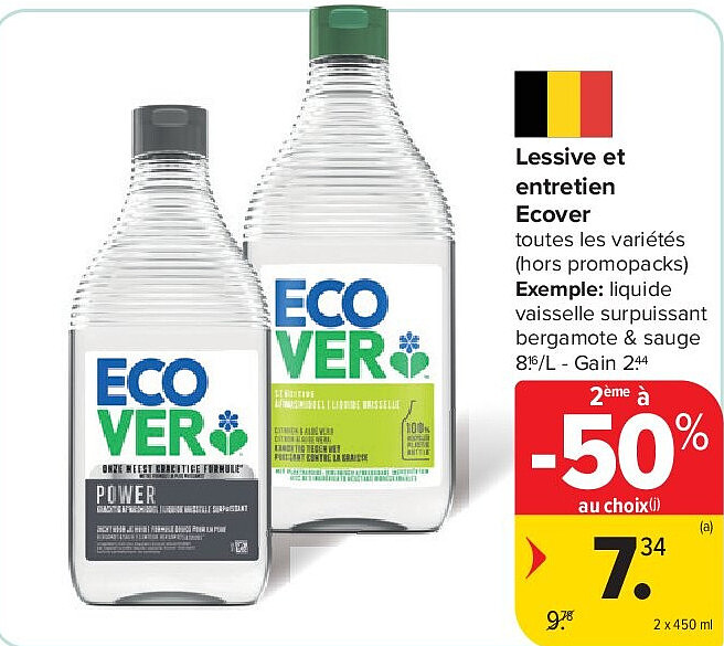 Lessive et entretien Ecover 2 x 450 ml
