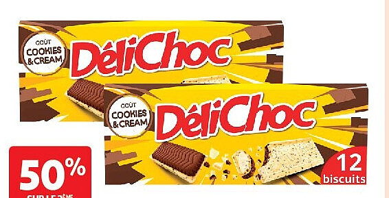 Biscuits Délichoc Cookies & Cream Delacre
