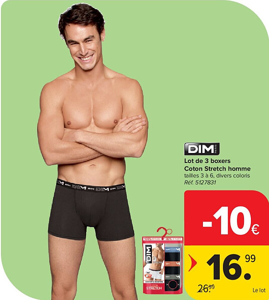 Lot de 3 boxers Coton Stretch homme