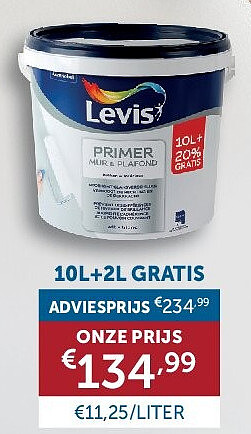 LEVIS MUUR & PLAFOND PRIMER 10L+2L GRATIS