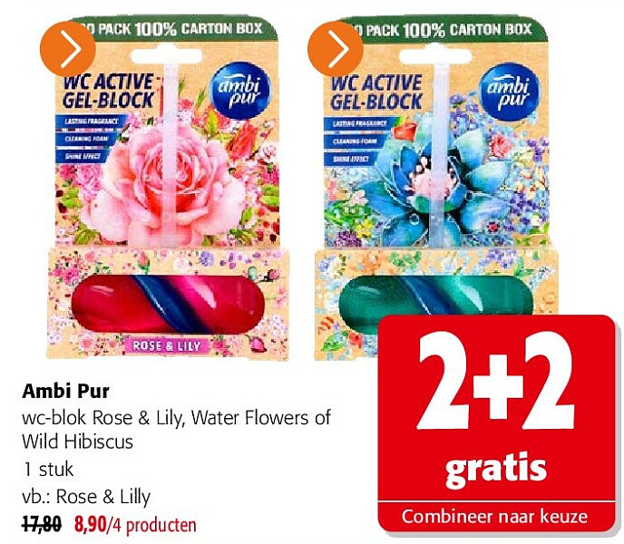 Ambi Pur wc-blok Rose & Lily, Water Flowers of Wild Hibiscus 1 stuk