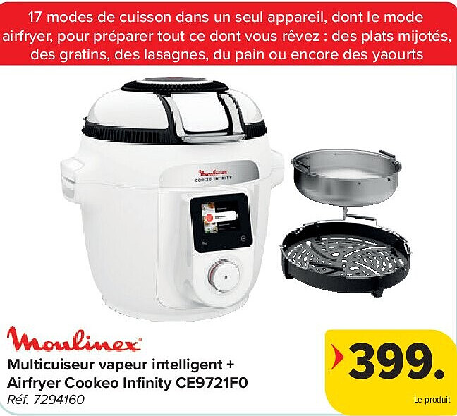 Moulinex Multicuiseur vapeur intelligent + Airfryer Cookeo Infinity CE9721F0