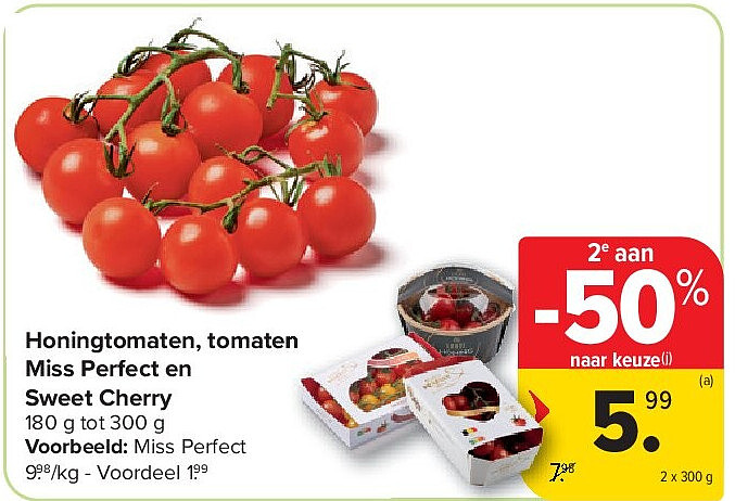 Honingtomaten, tomaten Miss Perfect en Sweet Cherry