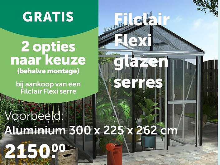 Filclair Flexi glazen serres Aluminium 300 x 225 x 262 cm