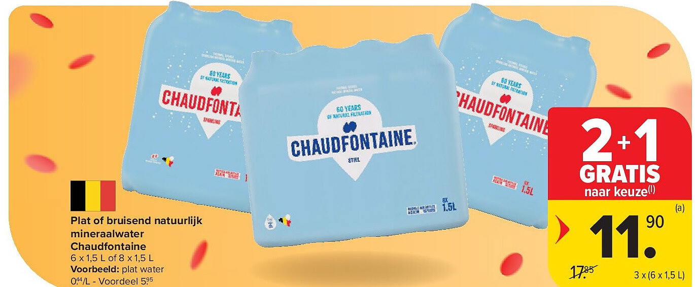 Plat of bruisend natuurlijk mineraalwater Chaudfontaine