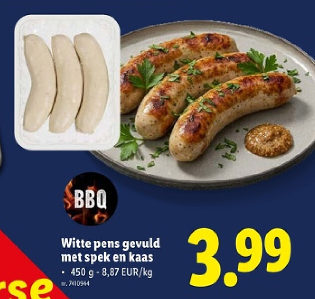 itte pens gevuld met spek en kaas