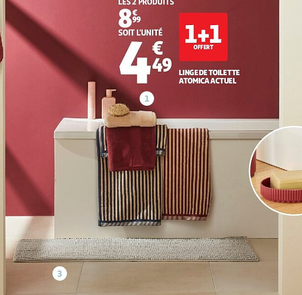 Lot de 2 draps de douche Atomica Actuel 70 x 140 cm