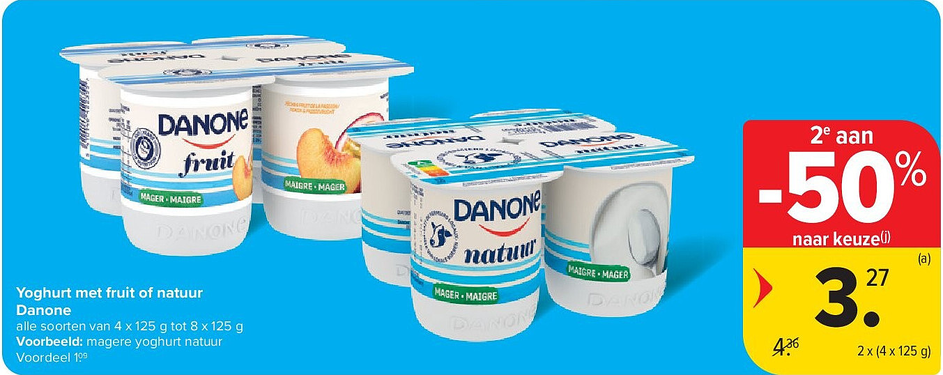 Yoghurt met fruit of natuur Danone