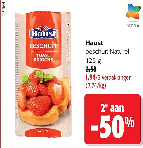 Haust beschuit Naturel 125 g