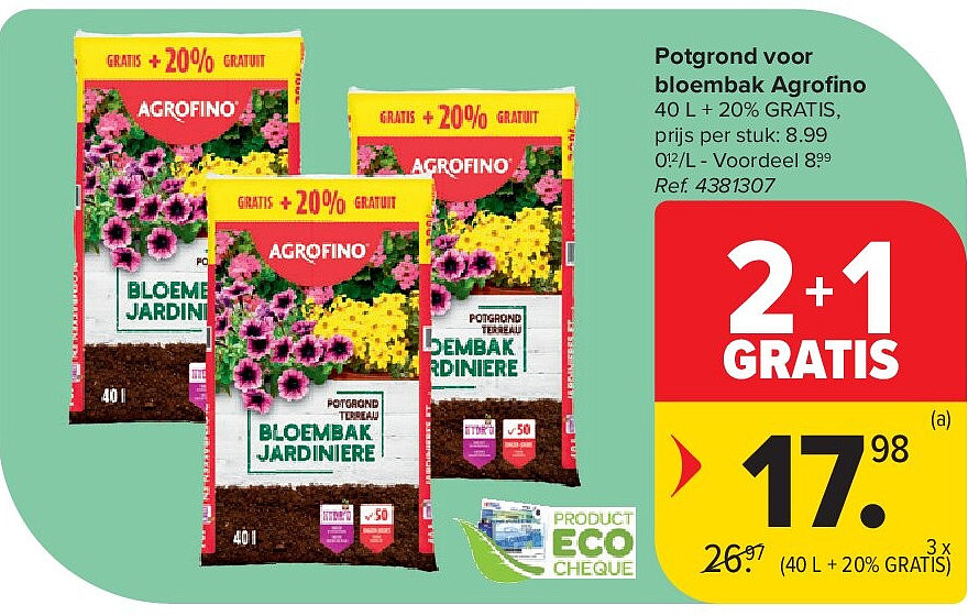 Potgrond voor bloembak Agrofi no