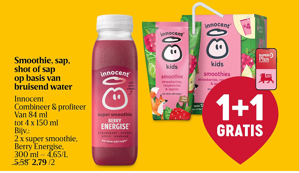 Smoothie, sap, shot of sap op basis van bruisend water