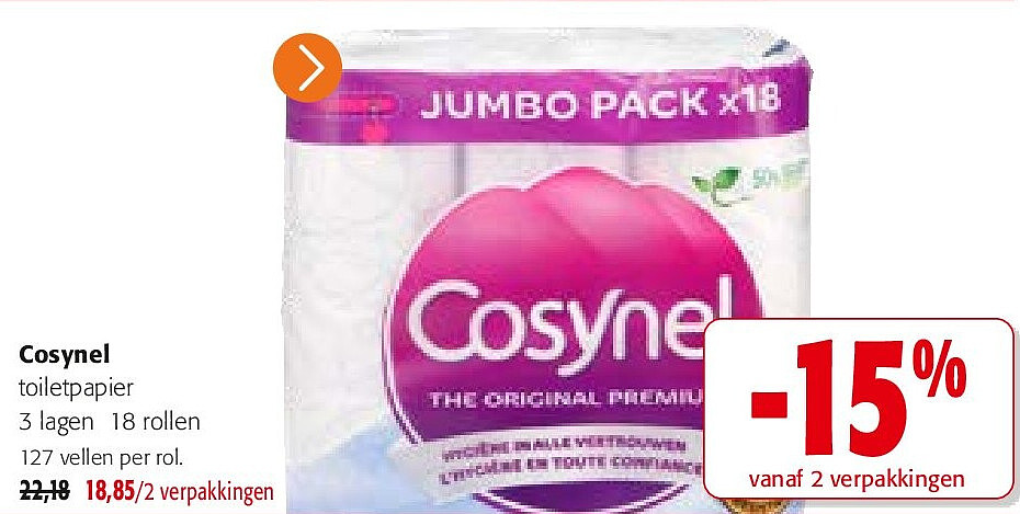 Cosynel toiletpapier 3 lagen 18 rollen