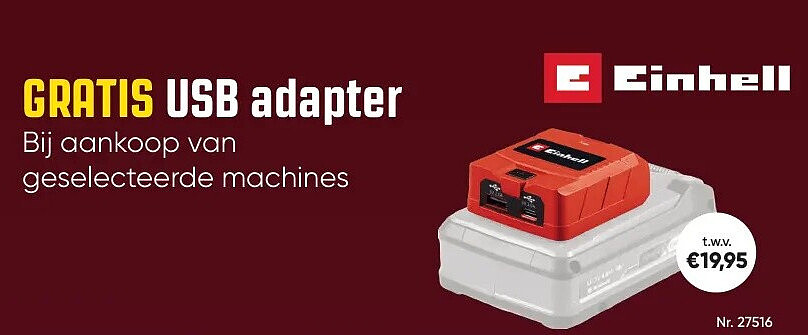 GRATIS USB adapter Bij aankoop van geselecteerde machines