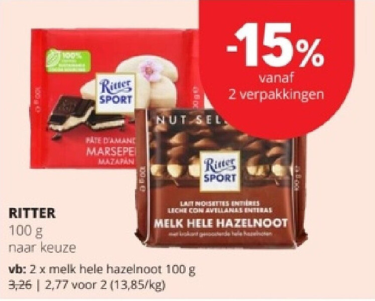 RITTER melk hele hazelnoot 100 g