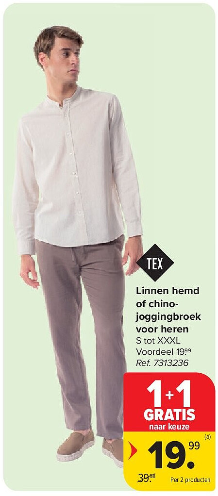 Linnen hemd of chinojoggingbroek voor heren