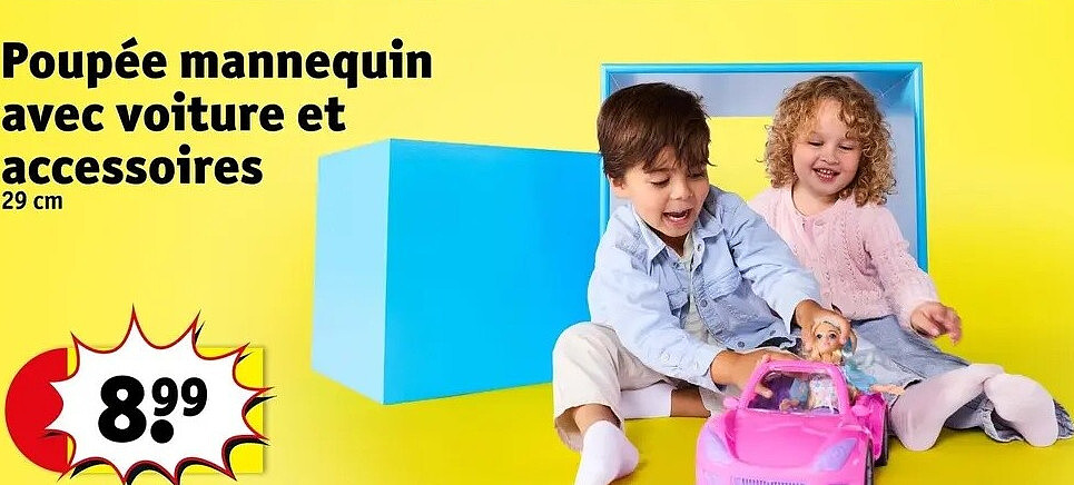 Poupée mannequin avec voiture et accessoires