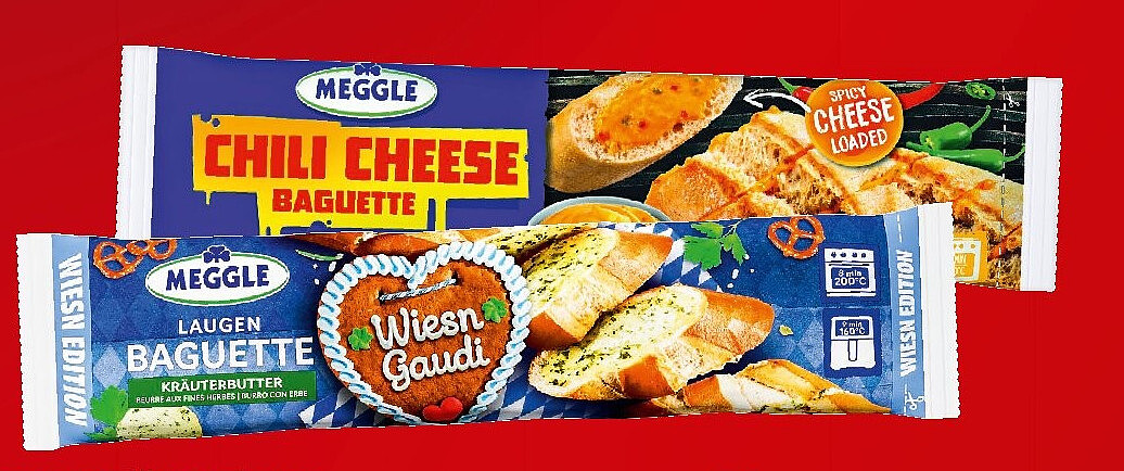 Laugenbaguette mit Kräuterbutter oder Chili-Cheese-Baguette, 160-g-Packung