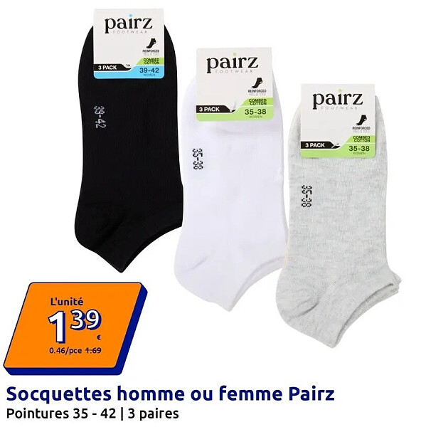 Socquettes homme ou femme Pairz