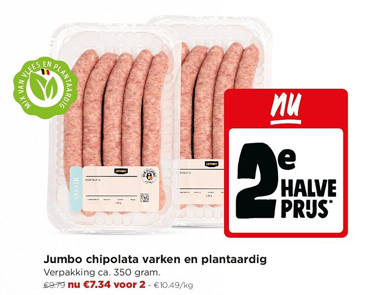 Jumbo chipolata varken en plantaardig