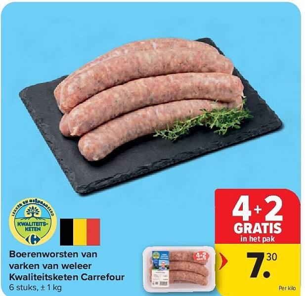 Boerenworsten van varken van weleer Kwaliteitsketen Carrefour