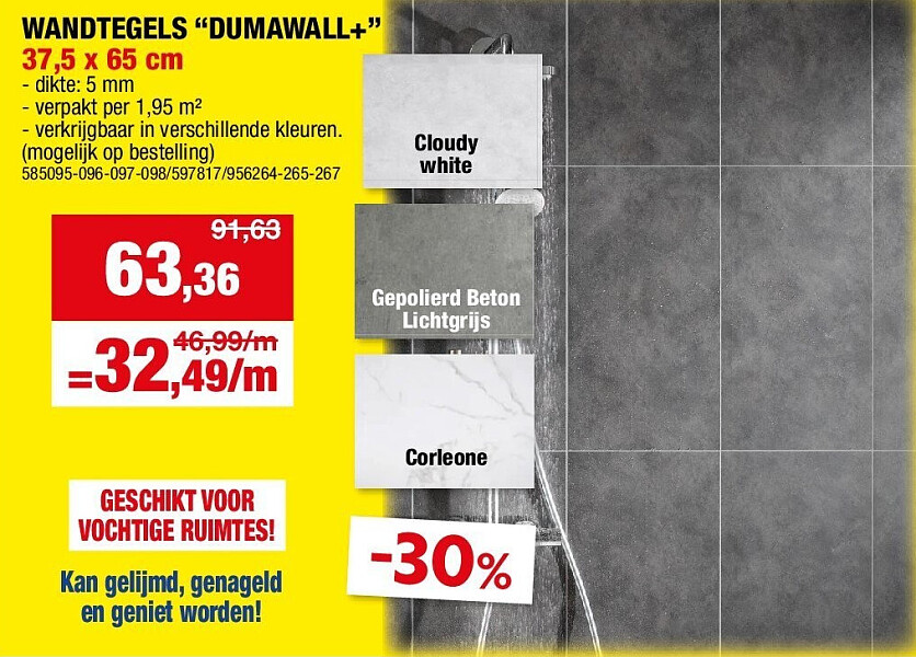 WANDTEGELS “DUMAWALL+” 37,5 x 65 cm
