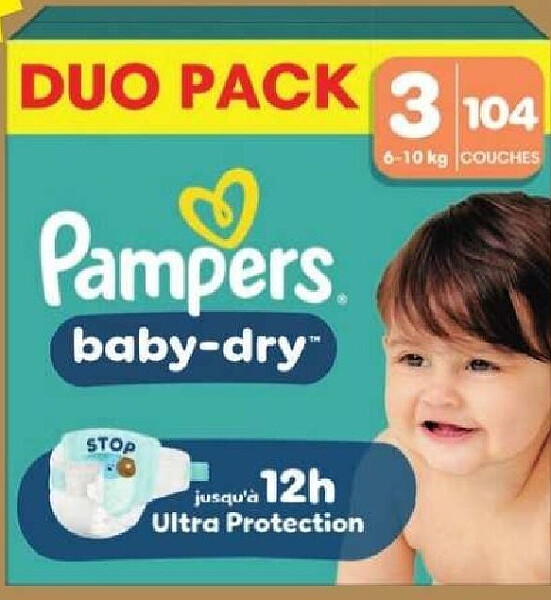 Couches bébé Pampers Baby-Dry Duo Pack