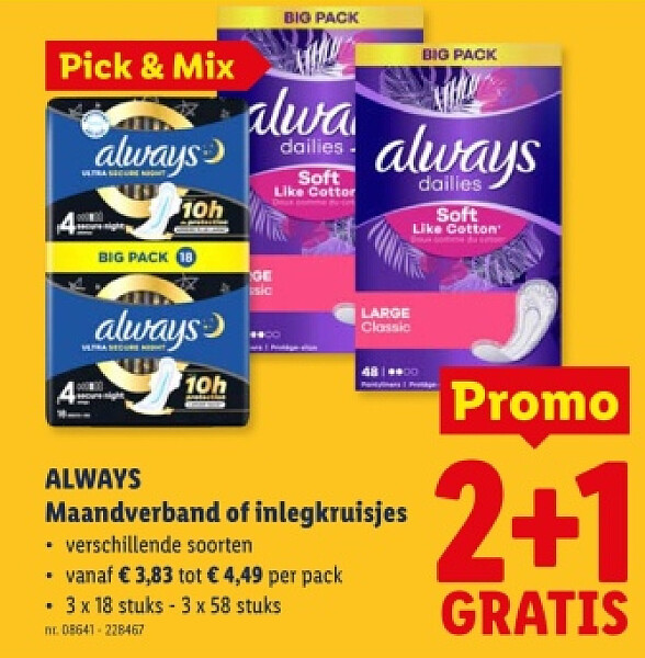 Maandverband of inlegkruisjes