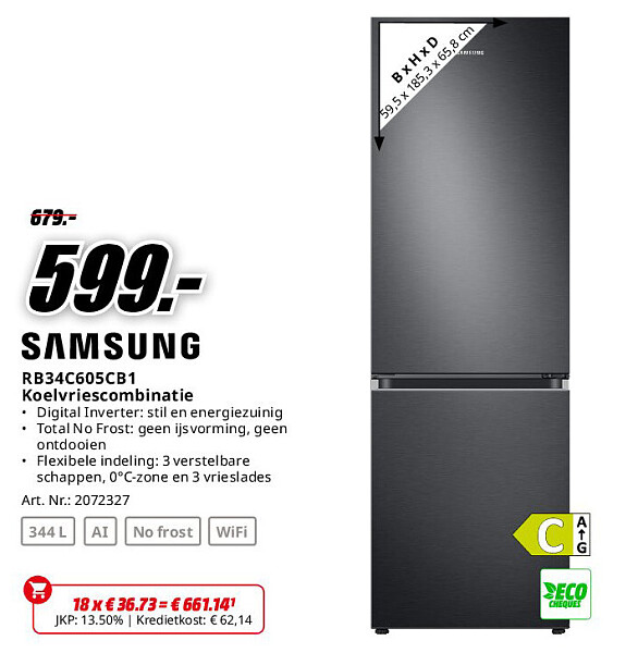 Samsung RB34C605CB1 Koelvriescombinatie