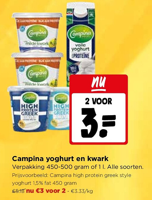 Campina yoghurt en kwark