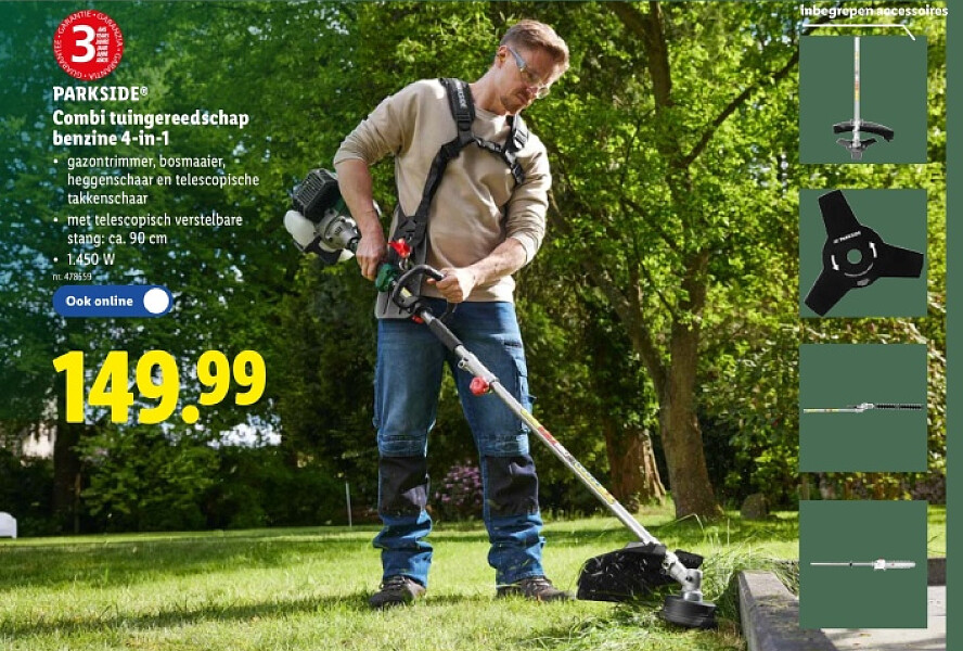 Combi tuingereedschap benzine 4-in-1
