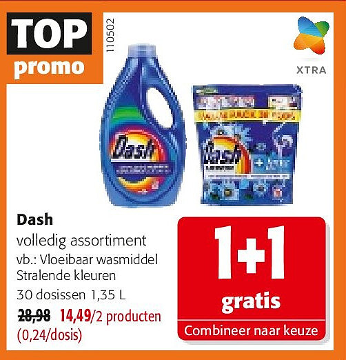 Dash Vloeibaar wasmiddel Stralende kleuren 30 dosissen 1,35 L