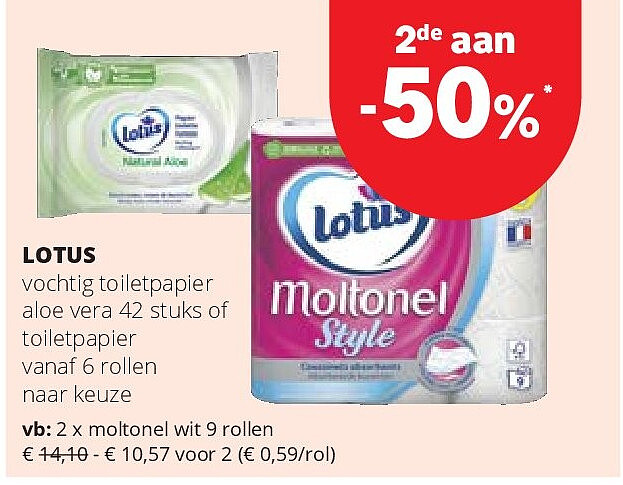 LOTUS moltonel wit 9 rollen
