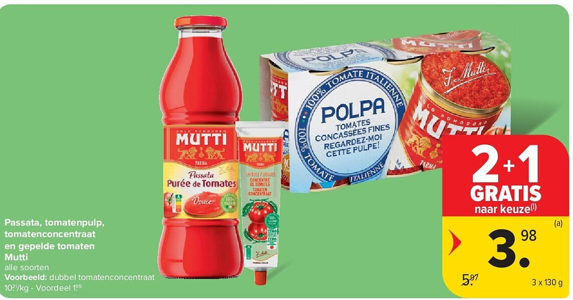 Passata, tomatenpulp, tomatenconcentraat en gepelde tomaten Mutti