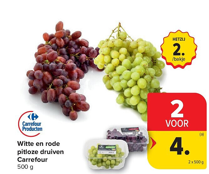 Witte en rode pitloze druiven Carrefour